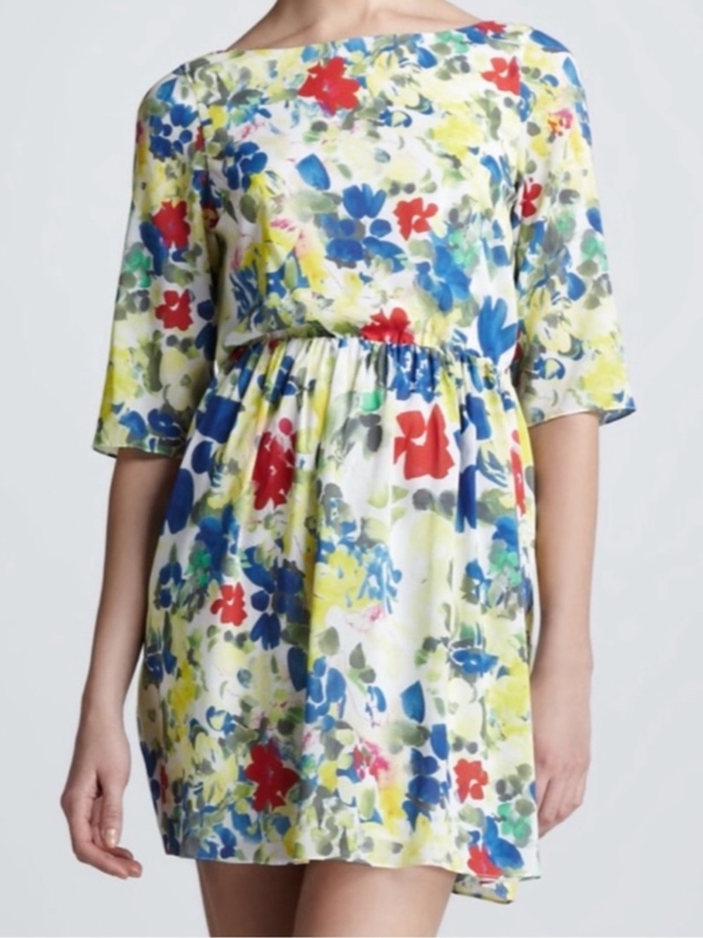 Alice + Olivia Double Silk Floral Dress w/ Back Button Closure